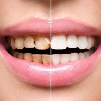 Dental crowns before and after